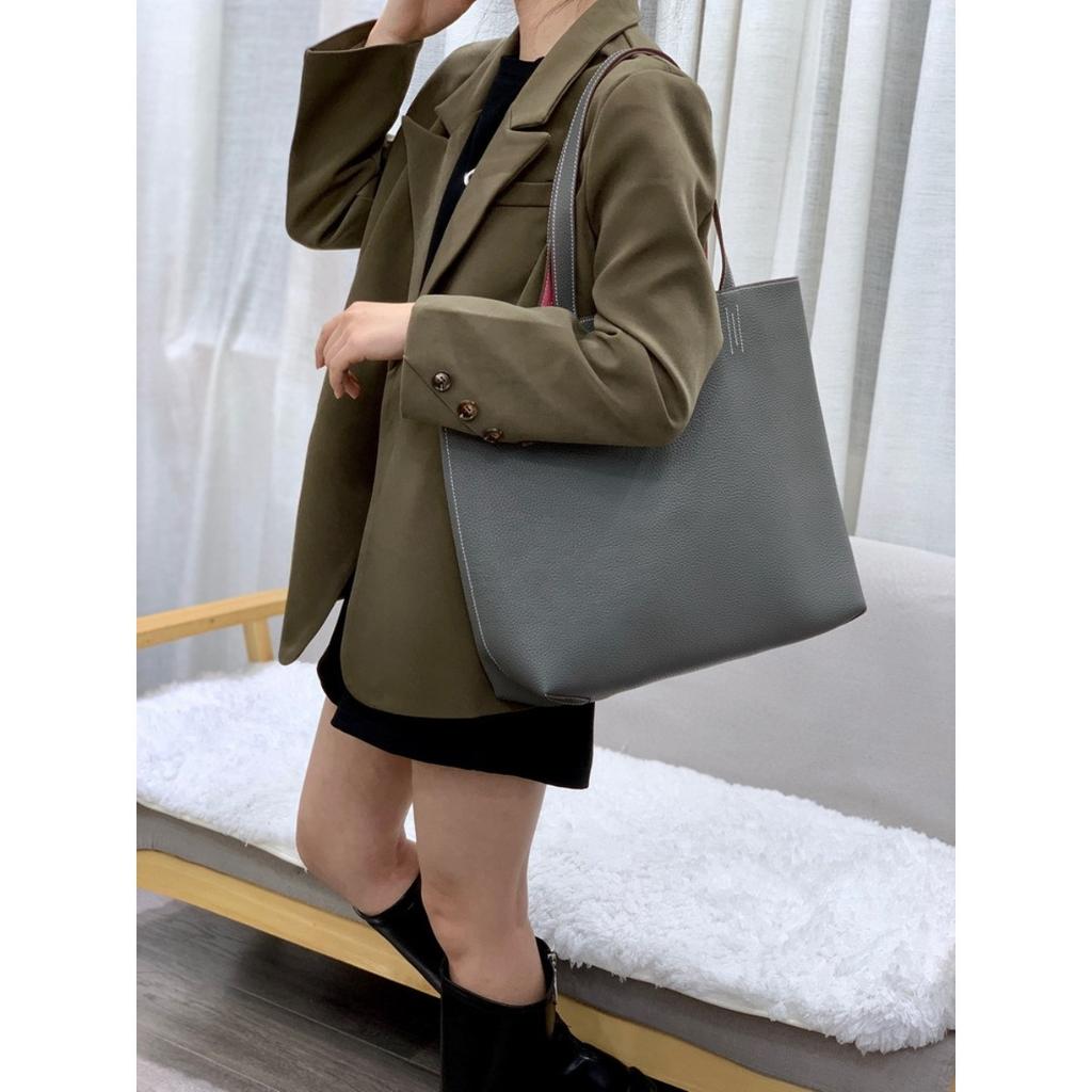 2026 Новая фабрика Гуанчжоу Двусторонняя кожаная сумка-шоппер Сумка-тоут из кожи первого слоя Настоящая кожаная женская сумка Мамина большая сумка