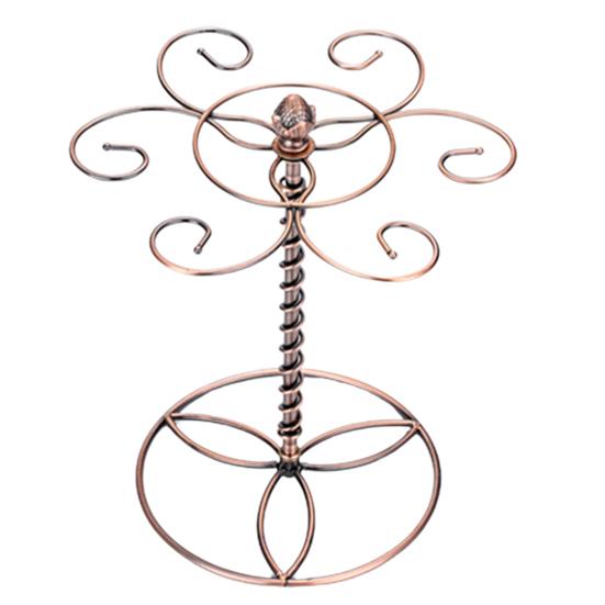 Wine Glass Rack with 6 Hooks Non-slip Stable Base Easy Cleaning Spiral Style Storage Iron Elegant Freestanding Stemware Holder Bar Supplies