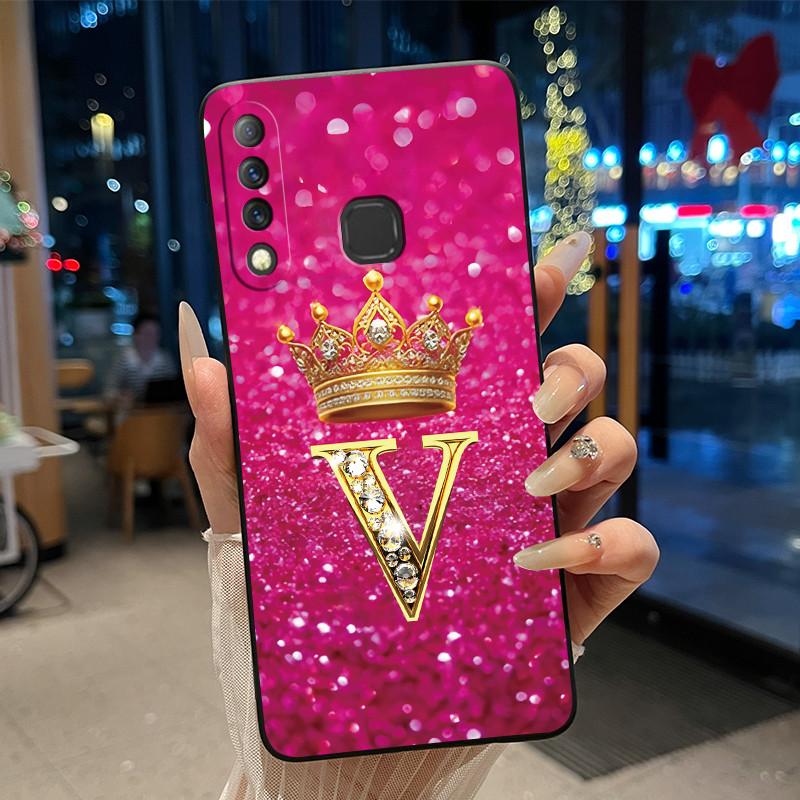 Красивый чехол-корона с буквами от А до Я для Infinix S4 Smart3 Plus X626 X267, черный, из мягкого силикона, противоударный