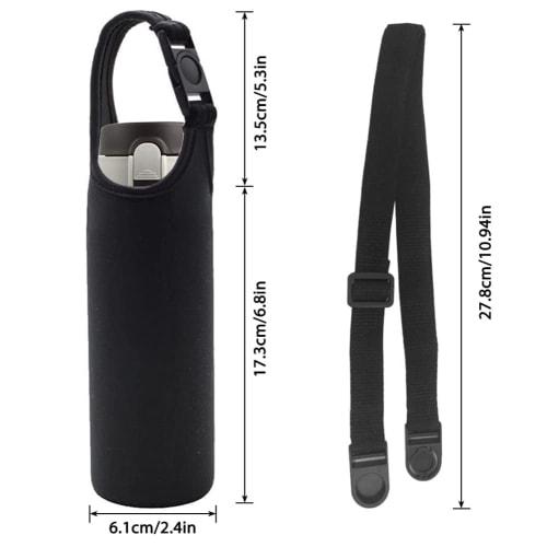 Samcos Water Bottle Cover/Case/Holder, 500ml Water Bottle Holder, Shoulder Strap, for Kids, Children, Adults, and Girls, Sports Bag with Strap (Black)