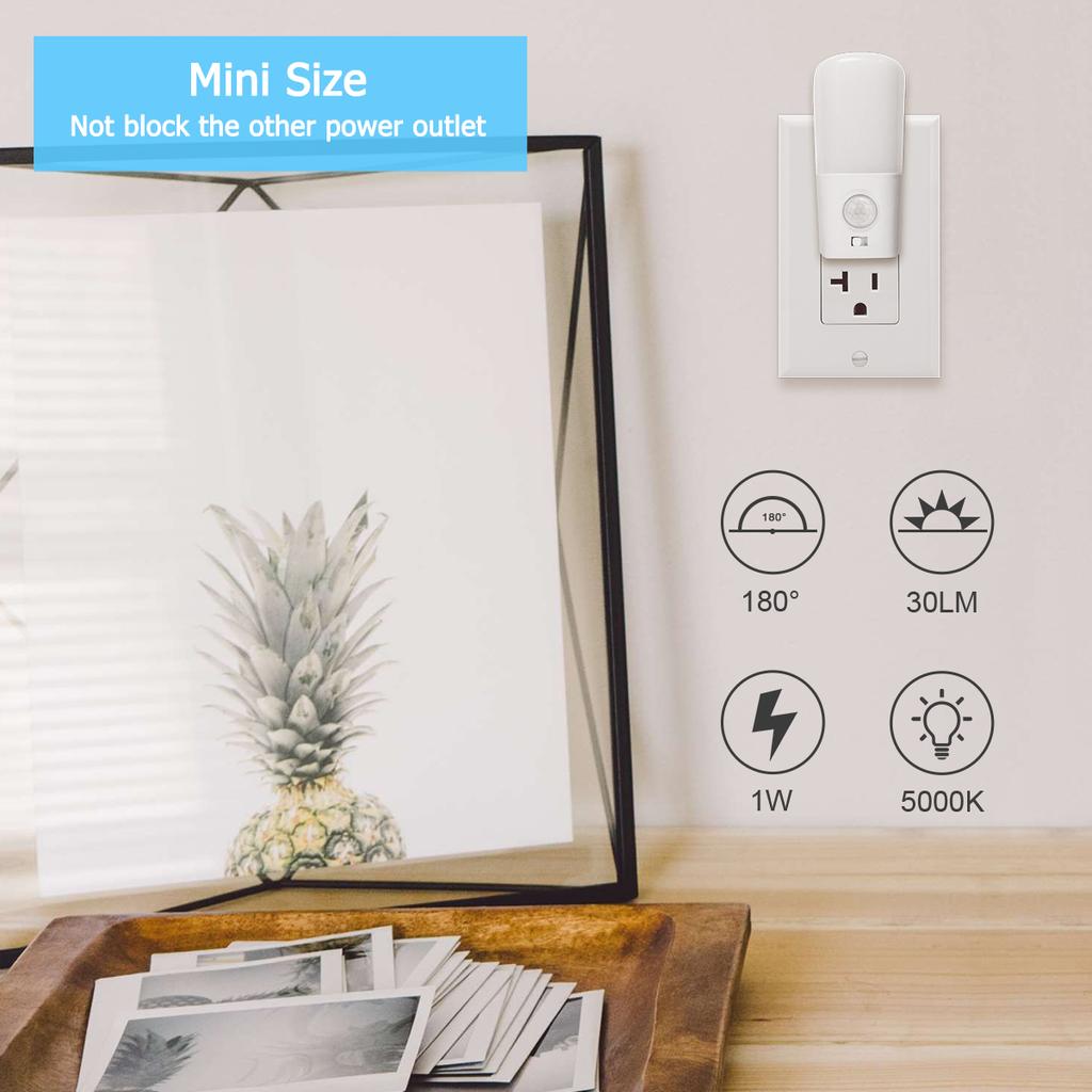 Оптовая цена завода 1 Вт 3000 К 5000 К PIR датчик движения США, ЕС, Великобритания, настенный светодиодный ночник для детей