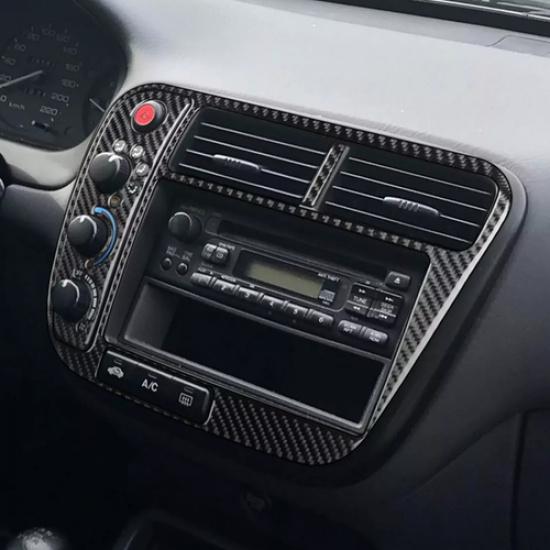 Carbon Fiber Center Console A/C Radio Panel Trim For Honda Civic 1996-2000