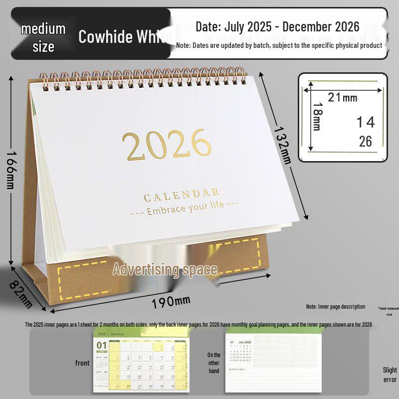 Настольный календарь на 2025-2026 годы: Месячный планировщик и органайзер для заметок