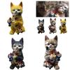 Enchanting Resin Garden Statue Of Cat Eating Dwarf Nordic Hand Painted