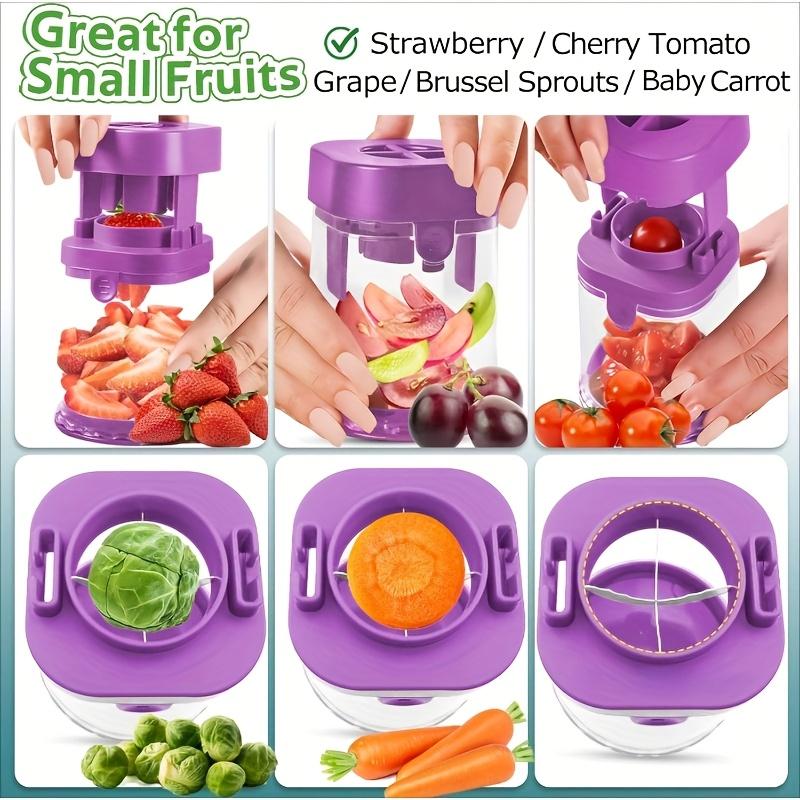 Маленький резак для фруктов, Резак из нержавеющей стали для клубники, винограда, помидоров черри, Съемный резак для еды размером на один укус