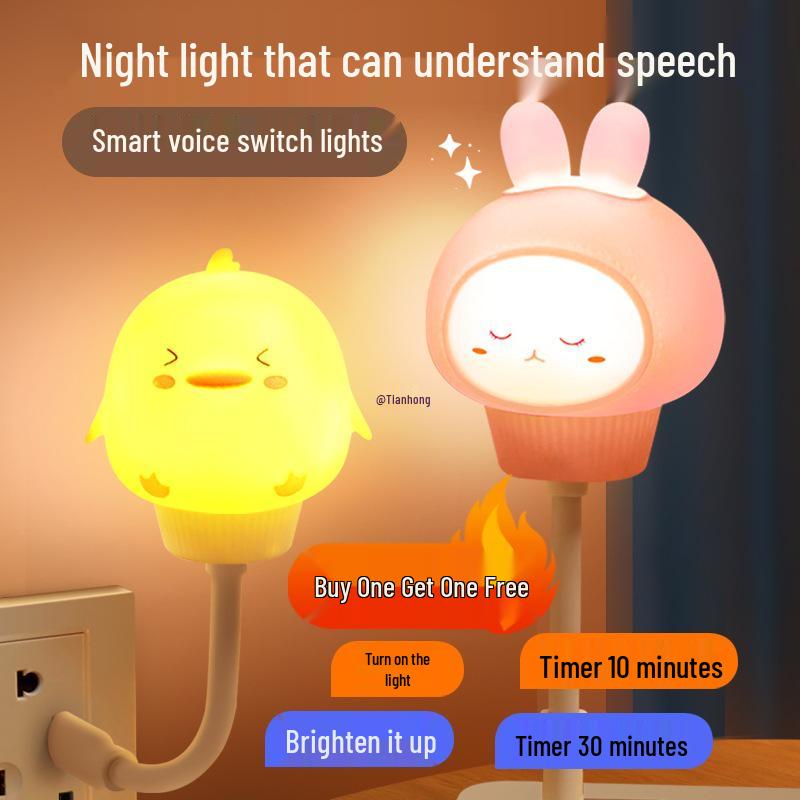 Voice-Activated Smart Night Light for Bedroom, Bedside, and Kids' Room