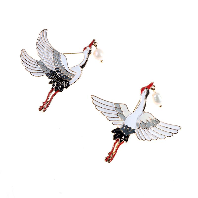 1 шт., жемчуг, журавли, эмалированная булавка, винтажная подвесная брошь в виде птицы, женские роскошные ювелирные изделия