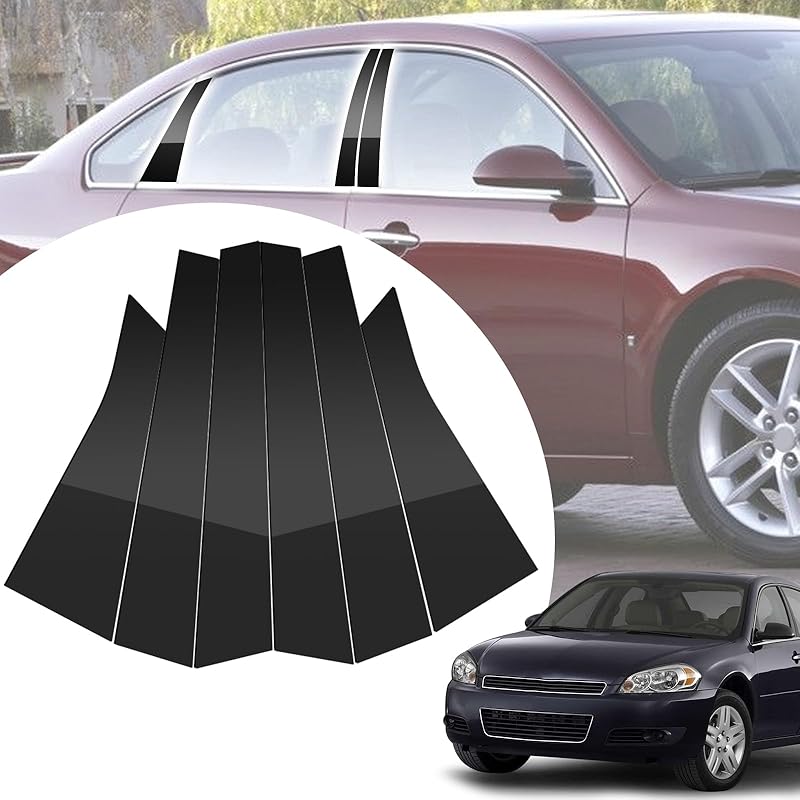 6pcs Glossy Black Exterior Door Window Pillar Posts Molding Cover Panel Trim Stickers Side Door Window Cover Trim Kits for Honda Civic 11th Gen