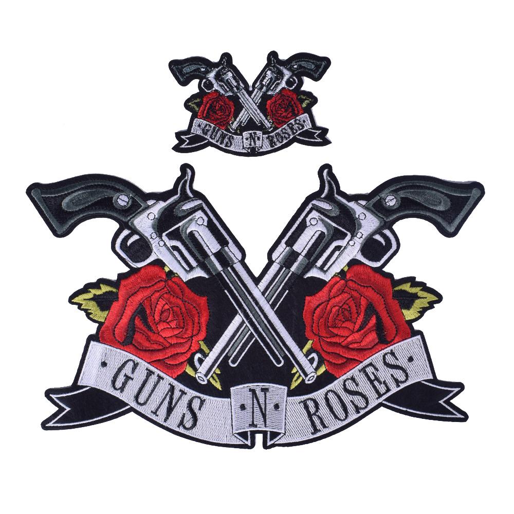 Пистолеты Череп Железная нашивка Группа Панк Pacth Железо на вышитые нашивки Одежда Наклейки DIY Джинсовая куртка Аппликация Значок Украшение