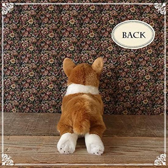 Ninian and Kino Plush Dog, Realistic Lying Down, Approximately 40cm Long, Pet (Corgi)