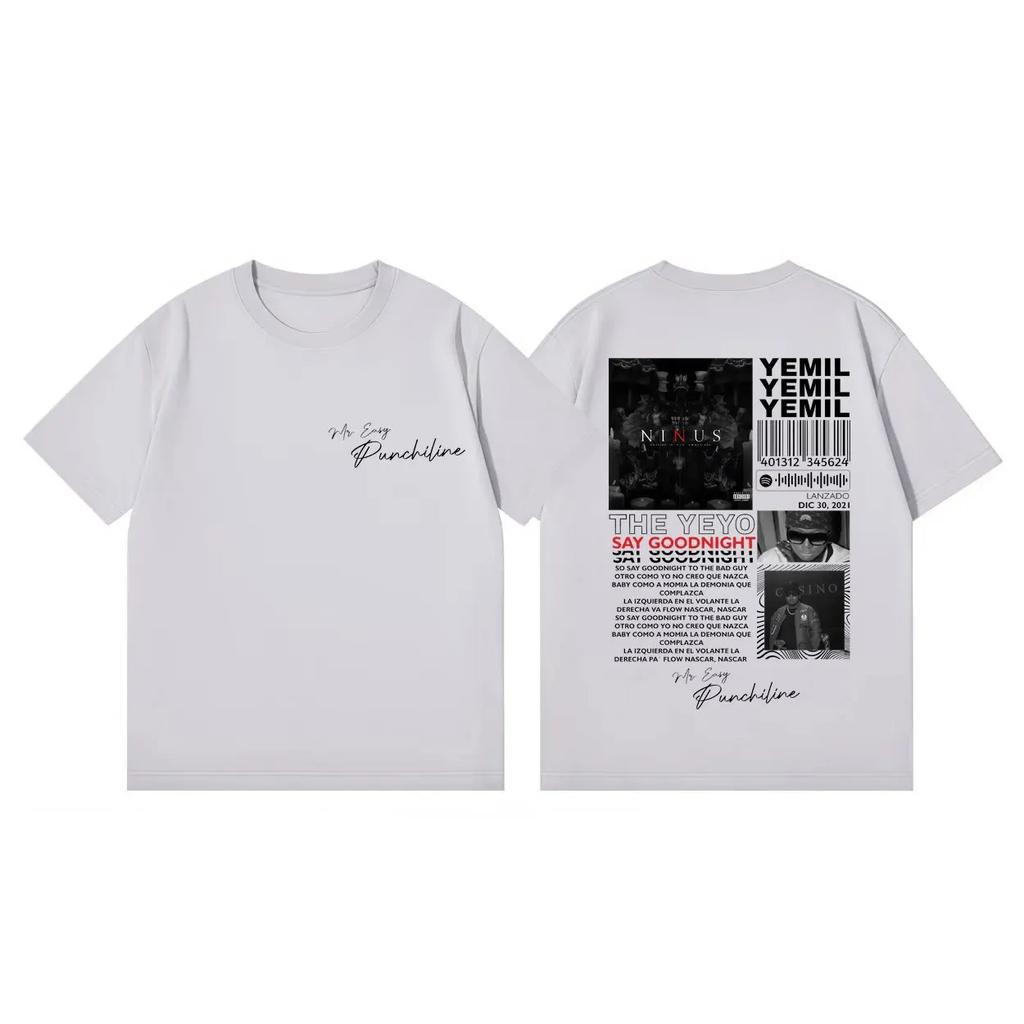 High Quality Cotton Oversized T Shirt Rapper Yemil Album Merch T-shirts Unisex Women Fashion Hip Hop Vintage Short Sleeve T-shirt
