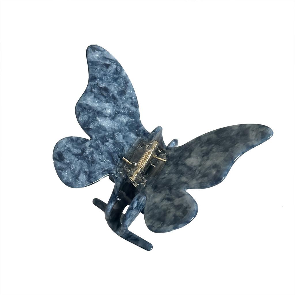 Elegant Butterfly Acetate Hair Claw Clip For Stylish Women In Marble Blue And Rainbow Colors