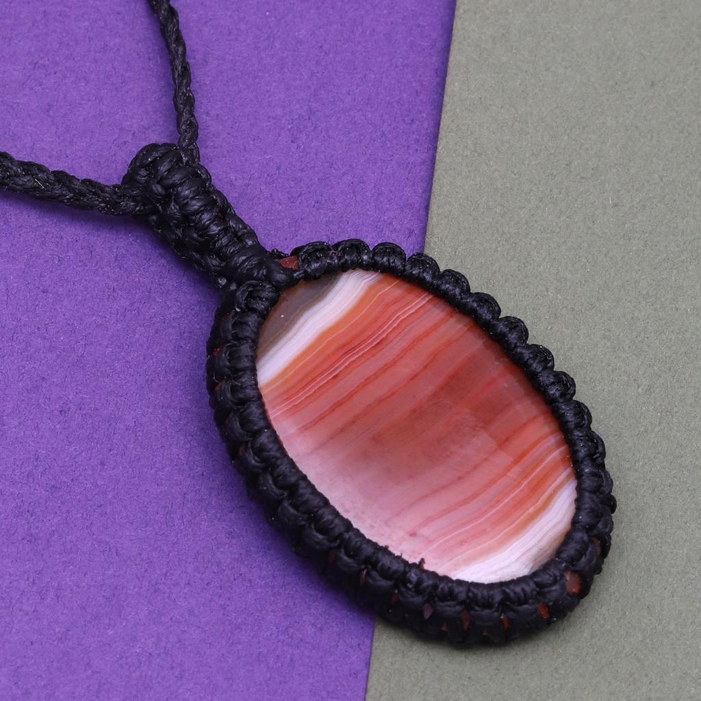 Агатовое ожерелье Красный макраме драгоценный камень Бисерное ожерелье макраме камень красный Ручная работа