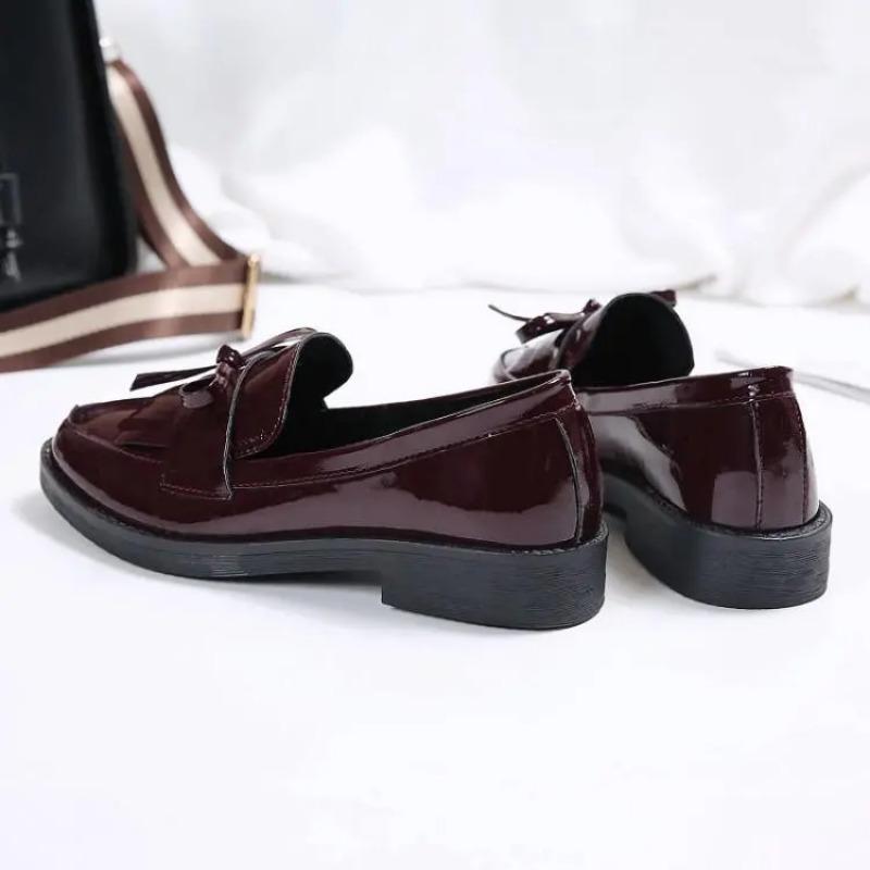 Shiny Small Leather Shoes Female British Style All-match Casual Single Shoes Female Bowknot Social Work Female Shoes Soft Leather