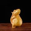 Natural Cypress Mr. Crocodile Decorate Small Statue Solid Wood Carving Cute Home Room Office Animal Decoration Small Ornaments