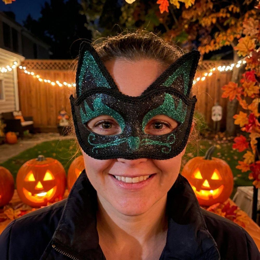 3D Cat Texture Glitter Cat Half Face Mask Vintage Cat Ear Costume Mask Themed Party