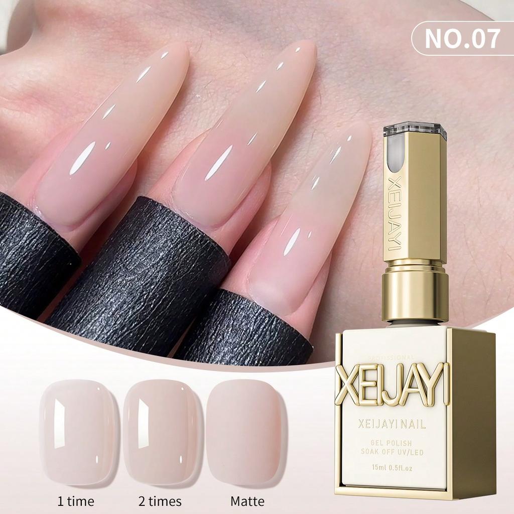 Nail Polish Gel Jelly Ice Transparent Nude, UV LED Nail Gel Polish, Glossy Finish, For Nail Salon And DIY