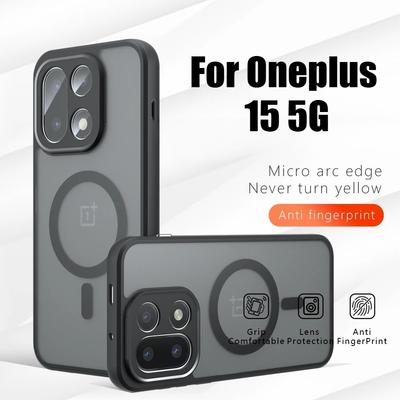 Минималистичный матовый прозрачный чехол Mag-Safe для OnePlus 15 5G, магнитная беспроводная зарядка, защита линз камеры, задняя противоударная крышка