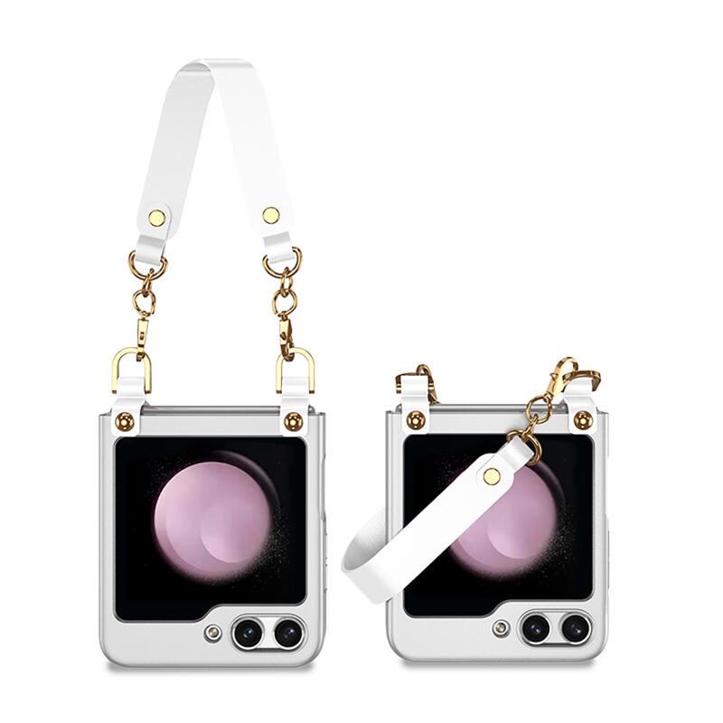 Для Smasung Z Flip 5 Ультратонкая изысканная сумка-складной чехол для телефона с браслетом ПК «Все включено» Жесткий жесткий защитный чехол против падения