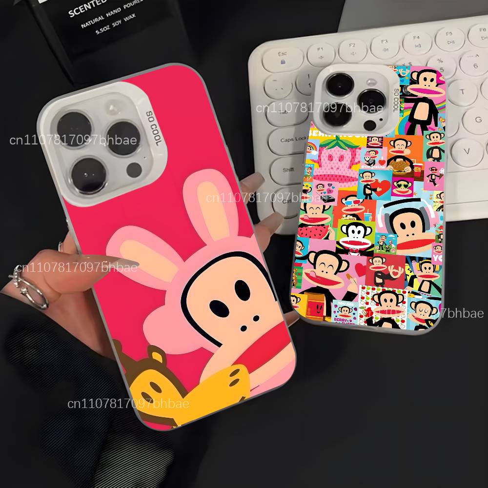 Чехол для телефона P-Paul Big Mouth Monkey Frank White Матовый, Защита от отпечатков пальцев Для iPhone 17,16,15,14,13,12,X,Pro,Max,Plus,SE4,Air,Mini