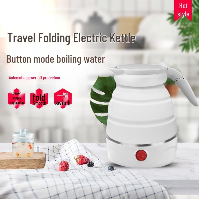 Compact Folding Electric Travel Kettle with Silicone Body & Auto Shut-off – Ideal Gift for Students