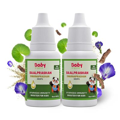 Babyorgano Сварнапрашан Капли для детей - Суварнапрашан Усилитель иммунитета Обогащенный, Здоровый рост и Сила - 15 мл, Возраст 0-15 лет (Упаковка из 2 шт.)