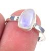 Кольцо из натурального радужного лунного камня ручной работы из чистого серебра 925 пробы, размер 9 V1E25