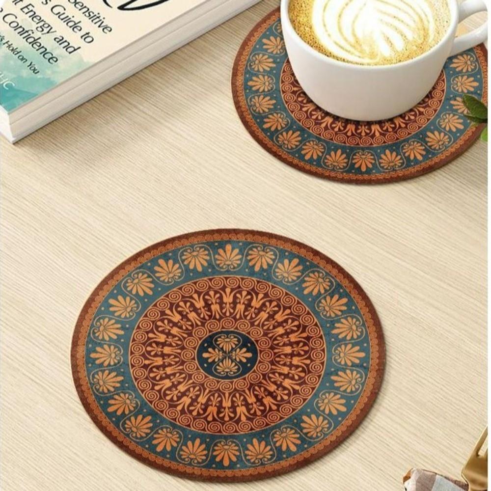 4Pcs Boho Style Pot Holders Round Heat Insulating Trivets Coffee Cup Mats Hot Dishes