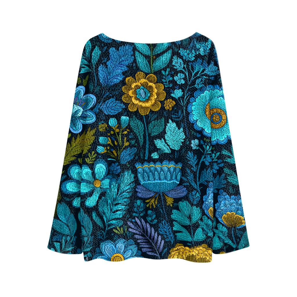 Женский легкий свитер повседневный с длинным рукавом вязаный винтажный с цветочным принтом пуловер