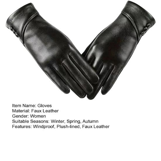 1 пара зимних перчаток для велоспорта, морозостойкие, с плюшевой подкладкой, для сенсорных экранов, ветрозащитные, из искусственной кожи, однотонные, нескользящие, для холодной погоды