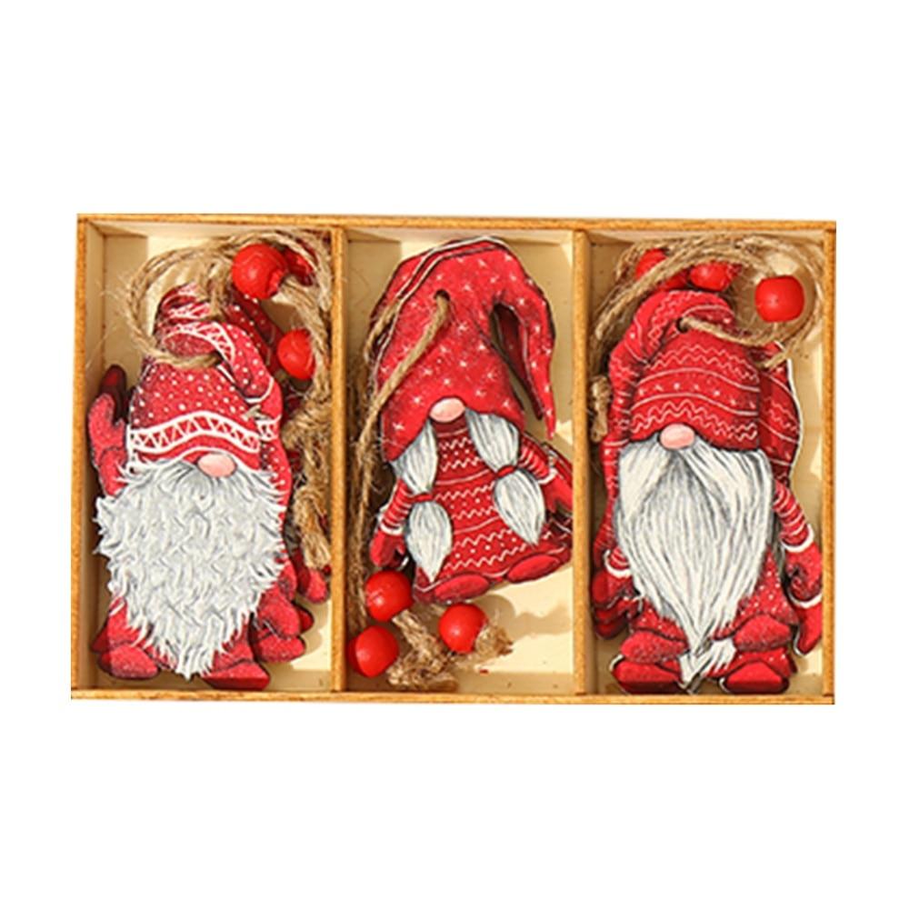 Christmas Ornaments Colorful Wooden Crafts Xmas Decor Hanging Crafts