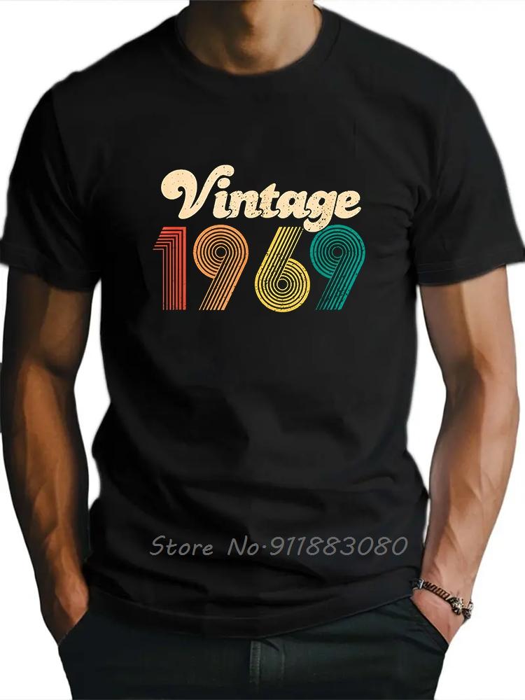Vintage 1969 T-shirt For Men's Clothing Unisex Tops Tees Short Sleeve Cotton Tshirt Casual Fitn