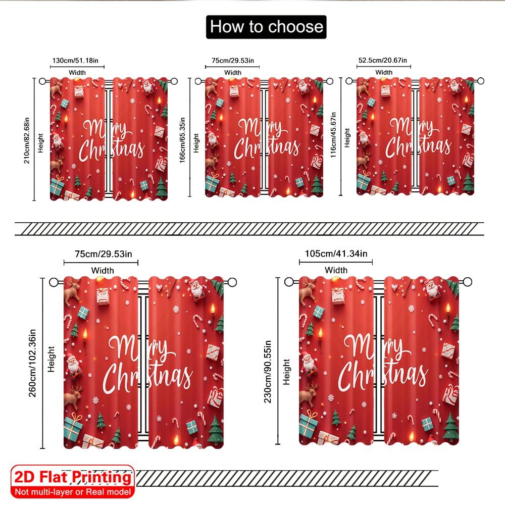 2 шт. 2D плоская печать Рождественские шторы Счастливого Рождества Праздничная сцена Полиэстер Без электричества Весеннее использование для класса