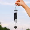 Черный колокольчик с 6 металлическими трубками S-образный крючок натуральная успокаивающая мелодия садовое патио наружное украшение подвесной колокольчик ветряной подвеска подарки на день рождения