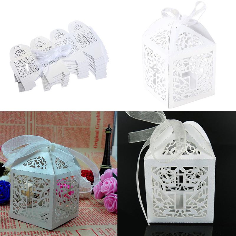 10/50/100 шт. Подарочные коробки для конфет в форме креста на свадьбу с лентой