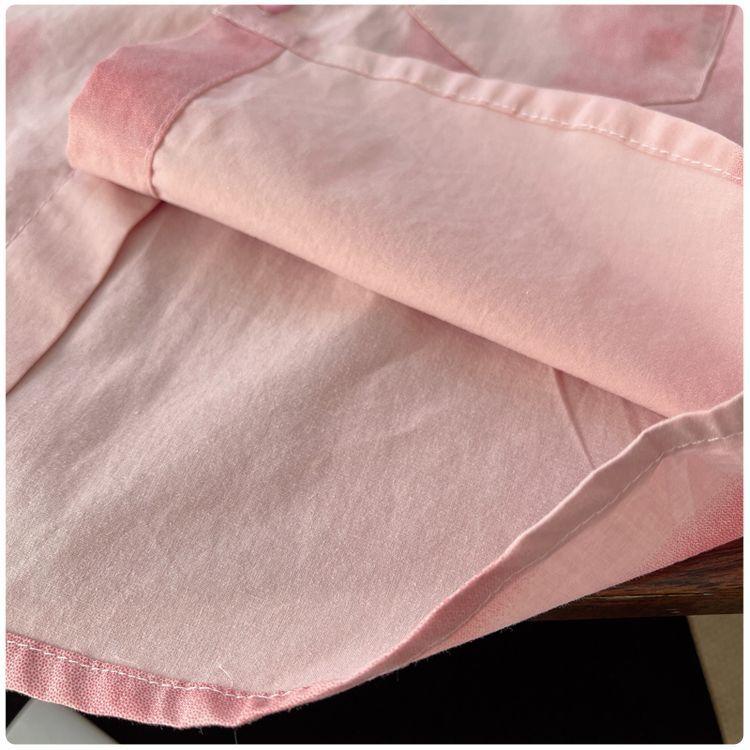 Boys Summer Retro Tie Dye Pink Short Sleeve Shirt Lightweight Breathable