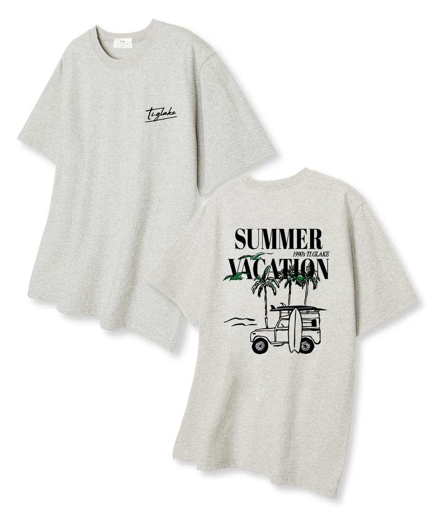 TI.GLAKE Summer Vacation Oversized Short Sleeve T-Shirt Oatmeal