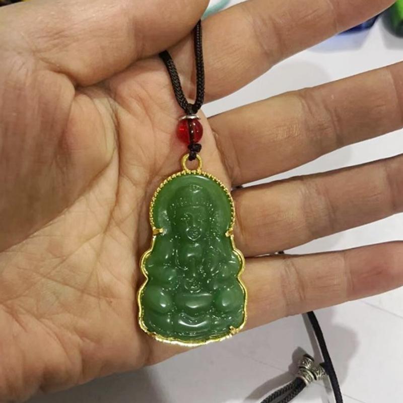 Зеленый Белый Будда Ожерелье Для Женщин Изысканный Китайский Стиль Майтрейя Будда Ожерелье Подвеска Женский Амулет Индуизм Подарки