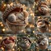 Forest Animal Acorn Ornaments Cozy Woodland Christmas Ornaments 2D Rustic Holiday Decorations for Tree Wreath Nature-Inspired Gifts