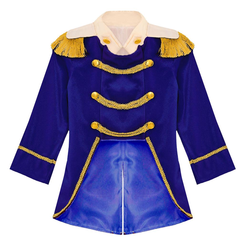 Baby Boys Prince Costume Gold Fringe Velvet Tailcoat Long Sleeve Royal Court Attire with Crown Head Accessory