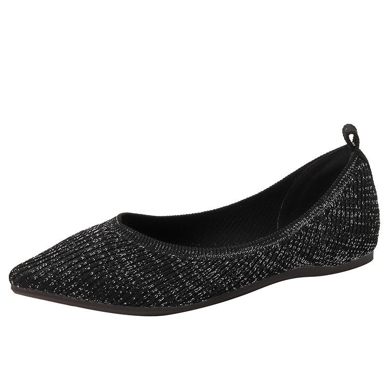 Модные эластичные трикотажные мокасины с прямым зерном, дышащие, удобные рабочие туфли, короткие, без застежек, модные женские туфли на плоской подошве, легкие мокасины для вождения