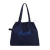 Fashion Canvas Shoulder Bag Portable Casual Handbag Large Capacity Letters Printed String Tote Bag Shopping