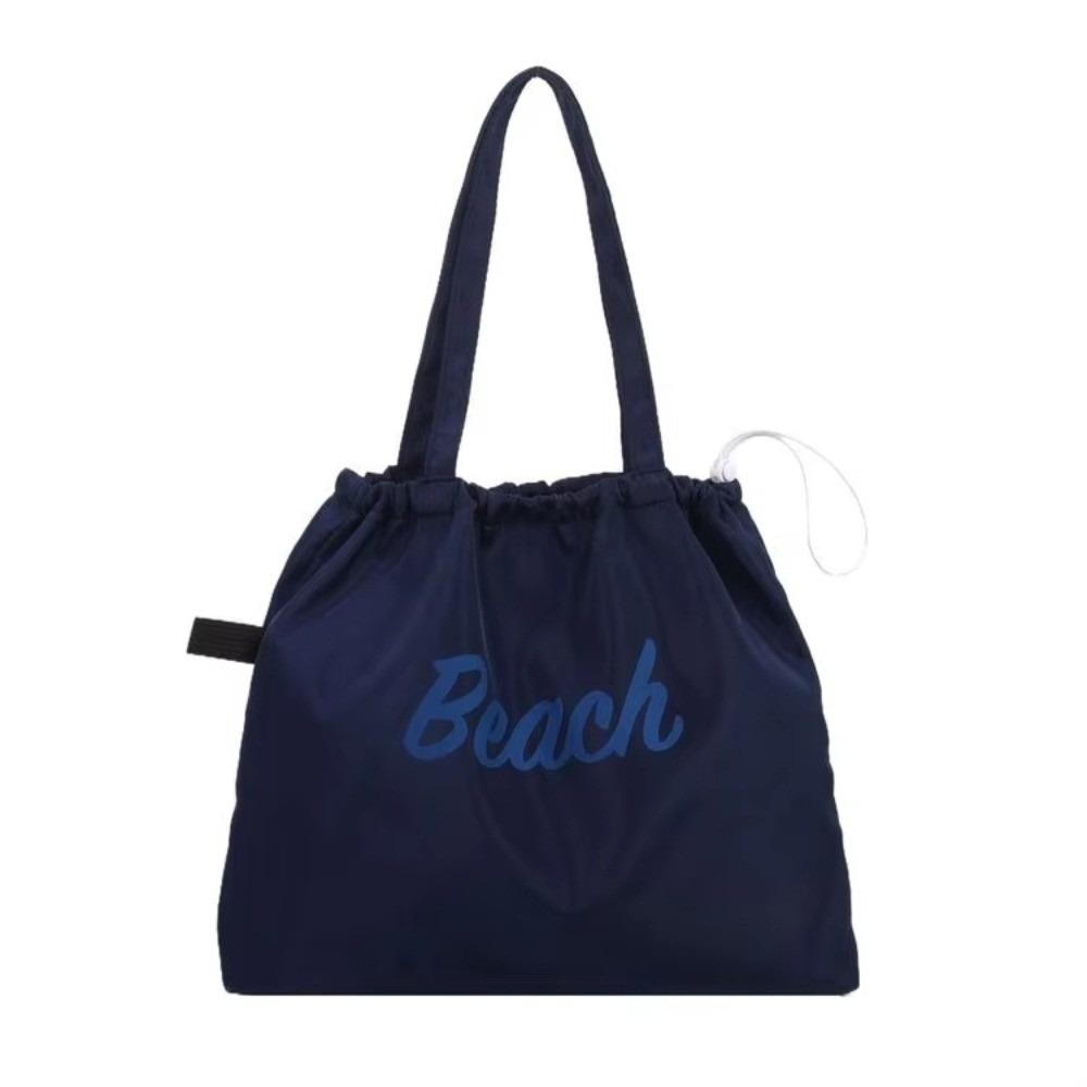Fashion Canvas Shoulder Bag Portable Casual Handbag Large Capacity Letters Printed String Tote Bag Shopping