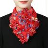 2025 Versatile Women's Scarf Fashion Flower Neck Scarf Luxury Flower Print Contrast Wood Ear Edge Scarf