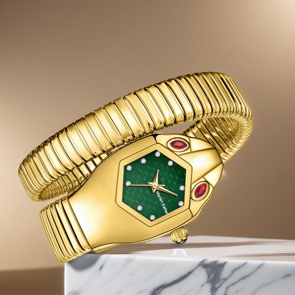 Часы Женские Роскошные Бриллиантовые Уникальной Формы Змеи Водонепроницаемые Кварцевые Женские Часы Часы