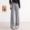 Women's Wool-Blend Fleece-Lined Wide-Leg Casual Pants