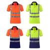 High Visibility Safety T-Shirt Button Lapel Tee Shirt with Reflective Tape Quick-dry Breathable Workwear Security Top for Construction Workers