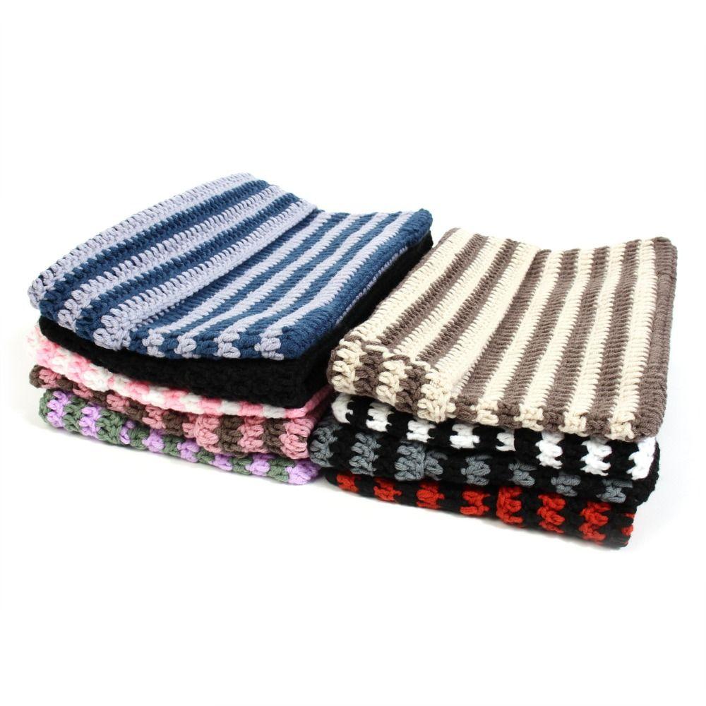 Cute Cat Ears Ins Little Devil Striped Hat Keep Warm Knitted Wool Cap Japanese Beanie Hat Women