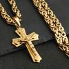 Orthodox Cross Pendant Necklaces for Men Stainless Steel Catholic Jesus Necklace  Silver Color Byzantine Chains Male Jewelry