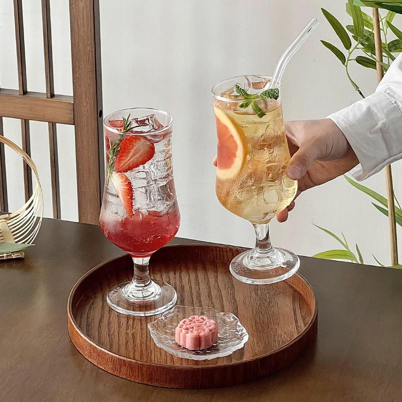 Ретро стеклянный бокал прозрачный красный винный стаканчик виски коктейль летняя кухня кофе посуда подарок на свадьбу